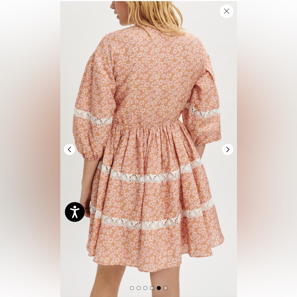 NWT Maje Linen Blend Rayanik Elegant Pink Floral Dress - Picture 7 of 12